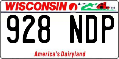 WI license plate 928NDP