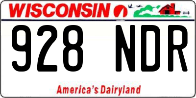 WI license plate 928NDR