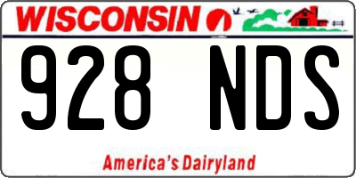 WI license plate 928NDS