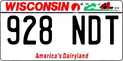 WI license plate 928NDT