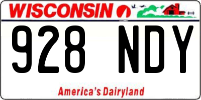 WI license plate 928NDY