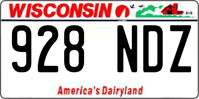 WI license plate 928NDZ