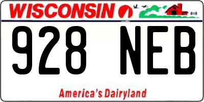 WI license plate 928NEB