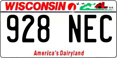 WI license plate 928NEC