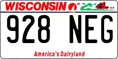 WI license plate 928NEG