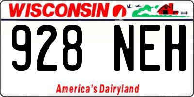WI license plate 928NEH