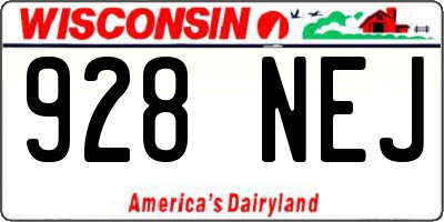 WI license plate 928NEJ