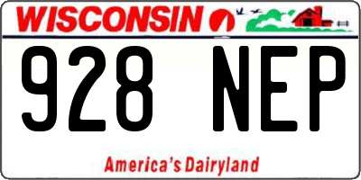 WI license plate 928NEP