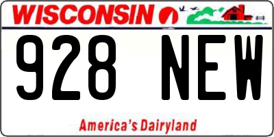 WI license plate 928NEW