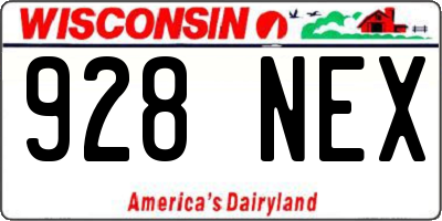 WI license plate 928NEX