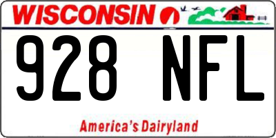 WI license plate 928NFL