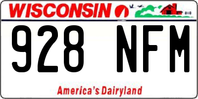 WI license plate 928NFM
