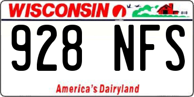 WI license plate 928NFS