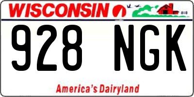 WI license plate 928NGK