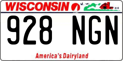 WI license plate 928NGN