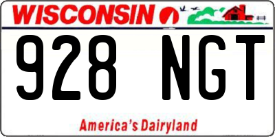 WI license plate 928NGT