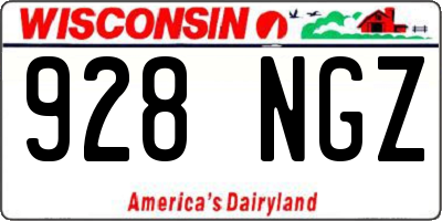 WI license plate 928NGZ