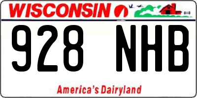 WI license plate 928NHB