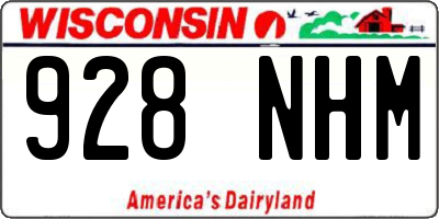 WI license plate 928NHM