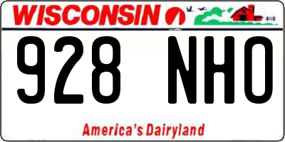 WI license plate 928NHO