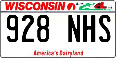 WI license plate 928NHS