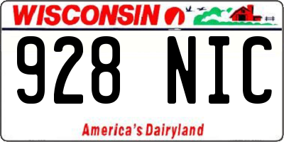 WI license plate 928NIC