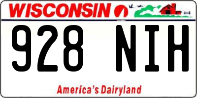WI license plate 928NIH