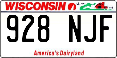 WI license plate 928NJF
