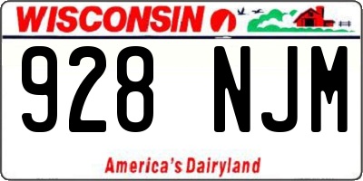 WI license plate 928NJM