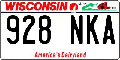 WI license plate 928NKA