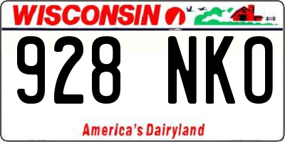 WI license plate 928NKO