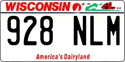 WI license plate 928NLM