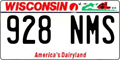 WI license plate 928NMS
