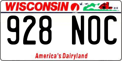 WI license plate 928NOC