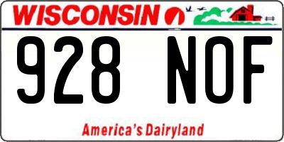 WI license plate 928NOF