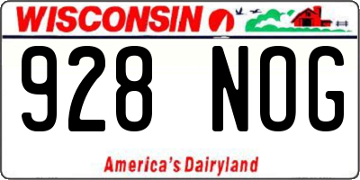 WI license plate 928NOG