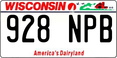 WI license plate 928NPB