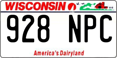 WI license plate 928NPC