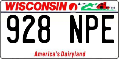 WI license plate 928NPE