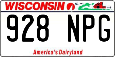WI license plate 928NPG