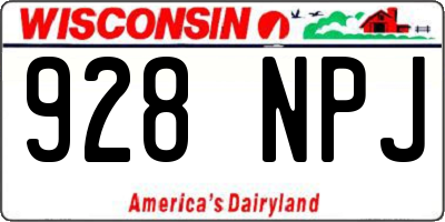 WI license plate 928NPJ
