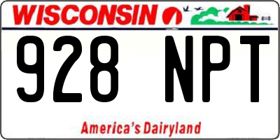 WI license plate 928NPT