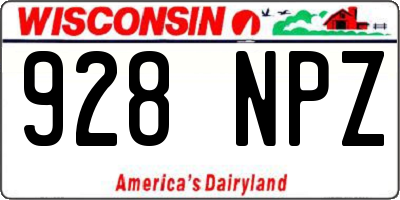 WI license plate 928NPZ