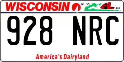 WI license plate 928NRC