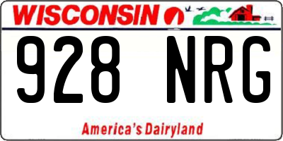 WI license plate 928NRG