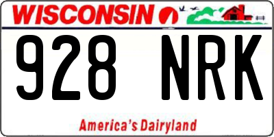 WI license plate 928NRK