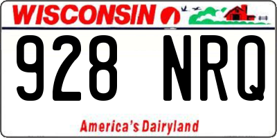 WI license plate 928NRQ