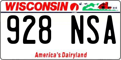 WI license plate 928NSA