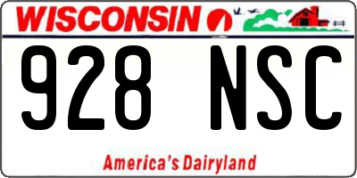 WI license plate 928NSC