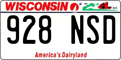 WI license plate 928NSD